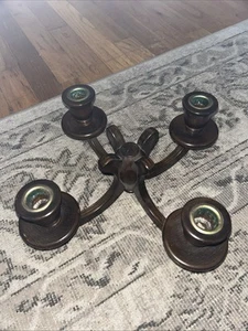 Vintage Wooden Candelabra 4 Candle Holder MCM Witchy Farmhouse/ Votive Holder - Picture 1 of 7