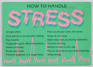 Postcard How To Handle Stress Hallmark Humor Card Pink / Green - Picture 1 of 2