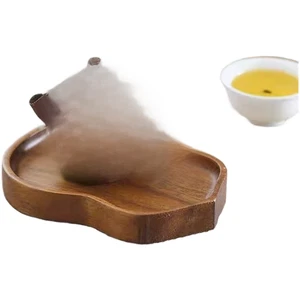Multifunction Walnut Wood Tea Tray Stand for Mini Teapot Cup Coaster 11x14cm - Picture 1 of 6