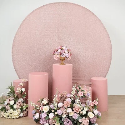 Juego de 5 CUBIERTAS DE SOPORTE DE EXHIBICIÓN DE CILINDROS DE SPANDEX AJUSTADOS ROSA POLVORIENTA decoraciones de fiesta Foto 1 de 4