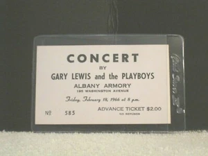 GARY LEWIS AND THE PLAYBOYS ORG 1966 BIGLIETTO CONCERTO ALBANY ARMORY 18 FEBBRAIO 1966 - Foto 1 di 1