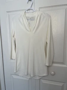 Iris Setlakwe NWT Sleeveless Matte Jersey Pleated V-Neck Top Size PS in Ivory - Picture 1 of 6