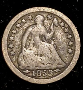 1853 Seated Liberty Half Dime w/Arrows - Picture 1 of 2
