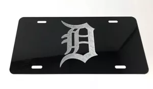Etiqueta de coche logotipo de los Tigres de Detroit grabado en diamante en placa de aluminio - Imagen 1 de 3