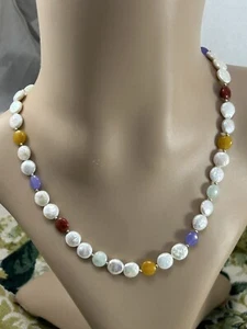 WW HONG KONG coin pearl and jade bead necklace 14K gold clasp NEW - Picture 1 of 13