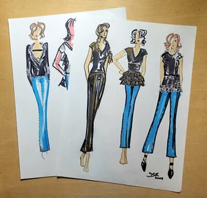 Original Dated Sketches 2005 Fashion Design Student - Denim collection - Picture 1 of 3