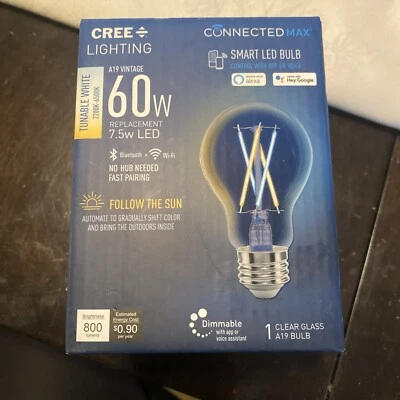 CREE 60-Watt Clear A19 Shape Smart LED Light Bulb w/Standard Medium Base - Image 1 of 4
