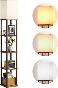 Floor Lamp with Shelves, 5-Tier Modern Shelf Floor Lamp with 3CCT LED Bulb, Disp - Picture 1 of 12