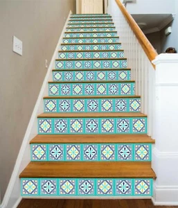 3D Green Square ZHU028 Stair Risers Decoration Photo Mural Vinyl Wallpaper Zoe - Bild 1 von 5