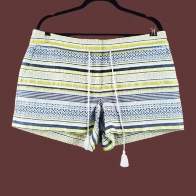 Loft женщин Riviera желтый геометрический в полоску кисточки галстук шорты размер 12 новый с Ярлыками - Изображение 1 из 4