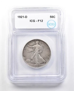 1921-D Walking Liberty Half Dollar F12 ICG *3553 - Picture 1 of 3