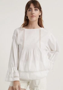 NUEVO Top con ojales Cottagecore blanco campesino de algodón con inserción de granada Lucky Brand XS - Imagen 1 de 12