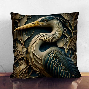 Plump Kissen Reiher Art Deco weich Dekokissen Überwurf Kissenhülle Bezug gefüllt - Bild 1 von 3