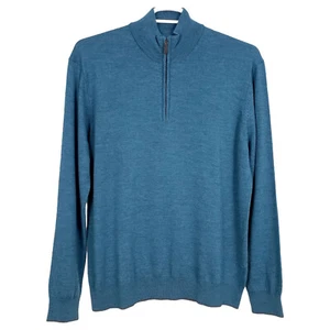 UNTUCKIT Men's Sweater XL Blue Merino Wool Knit 1/4 Zip Long Sleeve Pullover - Picture 1 of 10