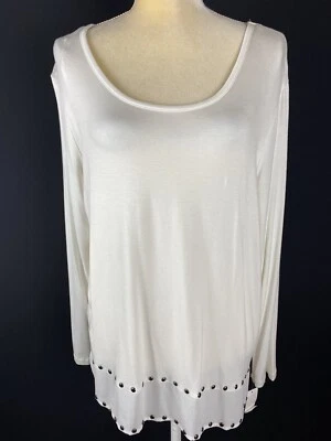 Blusa túnica Earl Jean Free To Be para mujer marfil manga larga talla PXL+ Foto 1 de 4