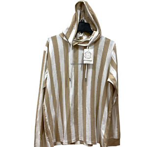 Denim And Flower Ricky Singh ivory brown Striped Hoodie Size L Future MCMXII new