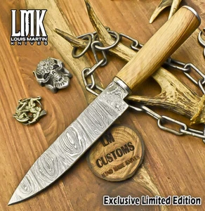 LMK Forged Chef Knife Twist Damascus Olive Wood Steel Guard Hiking Closeout - Picture 1 of 7