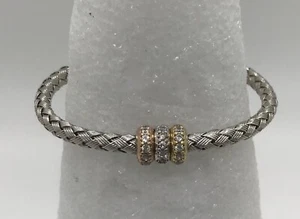 Dyadema 925 CZ Silber Armreif Armband klare Steine Magnetverschluss - Bild 1 von 10