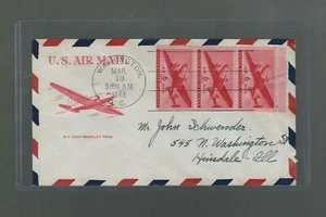 US Airmail Cover 1943 US Scott c25a FDC Washington DC to Hinsdale Illinois - Picture 1 of 2
