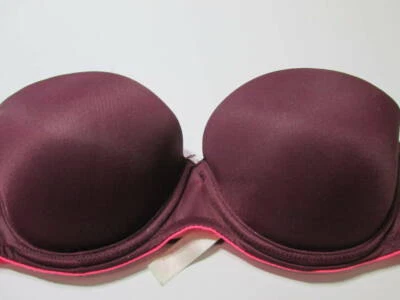 Sujetador Victoria Secret Talla 32B Borgoña Con Aros Push-Up Sin Tirantes Ajustable Foto 1 de 4