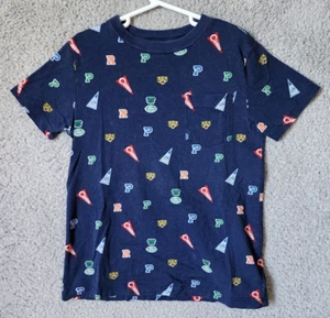 Polo Ralph Lauren Navy Blue College Bear AOP Graphic Pocket T Shirt Youth Size 7 - Picture 1 of 9