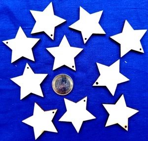 Minkaklecks  Anhänger Holz unbehandelt  10x STERNE  Basteln 4cm Weihnachten XS - Bild 1 von 2