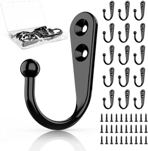 15Pcs Black Wall Mounted Coat Hooks, Hanger Hook with 30 Pieces Screws for Hangi - Picture 1 of 12