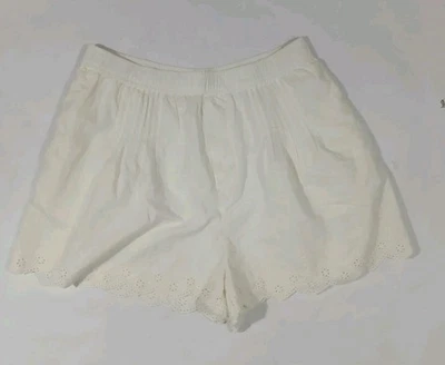 Pantalones Cortos Anthropologie Pull On Encaje Talla Mediana Blanco Algodón Ojales Playa Costero Foto 1 de 4