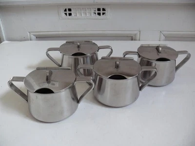 4 Sucriers - confituriers vintage inox . Design Italie-Italy    "ALFRA  ALESSI " - Photo 1/4