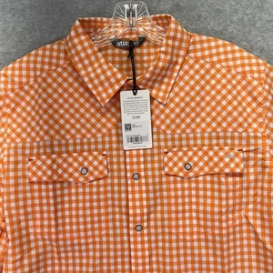 Stio Hemd Herren Large Vibrant Sunset Gingham Check Eddy Kurzarm Pearl Snap - Bild 1 von 8