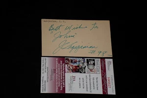J.C. AGAJANIAN FIRMADO TARJETA DE ÍNDICE AUTOGRAFIADA JSA CERT. RACING (d.1984) ¡RARO! - Imagen 1 de 1