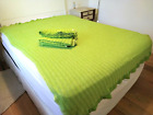 Set of 2 VTG Sears Satin Trim Blankets Groovy Bright Avacado Electric Green