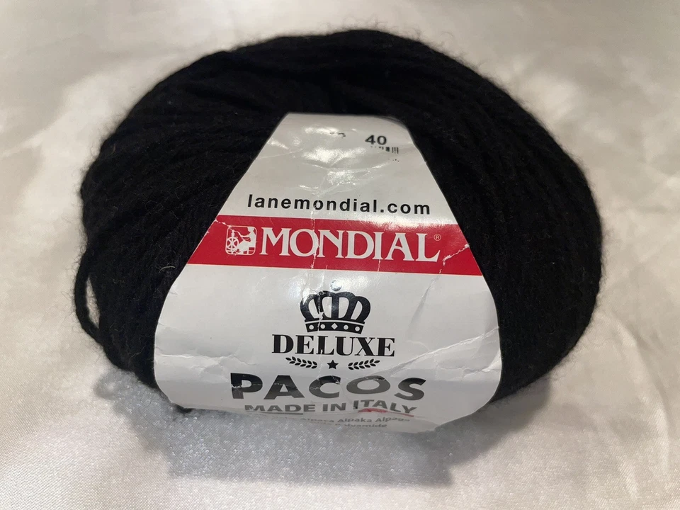Nuevo 1 Bola Mondial PACOS Mezcla Alpaca Hilo Negro Italia 50g Nuevo con Etiquetas Foto 1 de 3