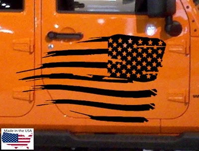 NEW USA AMERICAN FLAG Blackout Hood Vinyl Car Truck Decal (Fits Jeep Wrangler) — 第 1/4 张图片