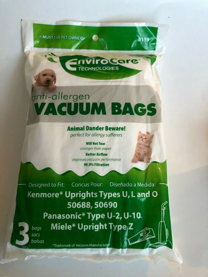 CLOTH VACUUM BAGS for Kenmore Upright 50688 50690, Panasonic U-2 U-10 Miele 3 Pk - Image 1 of 1