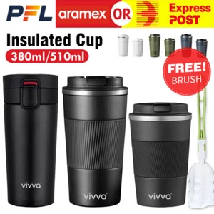 Coffee Mug Stainless Steel Double Wall Leakproof Travel Cup Insulated Reusable - Picture 1 of 55