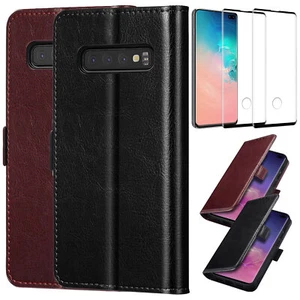 Funda tipo billetera de cuero para Samsung Galaxy S10/S10+/S10e + Protector de pantalla - Imagen 1 de 24