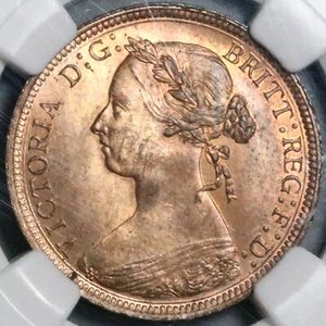 1891 NGC MS 65 1/2 Penny Victoria Great Britain GEM Coin POP 6/0 (21091304C) - Picture 1 of 6