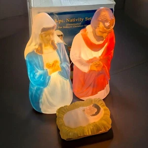 Nativity General Foam 3-Piece Set Lighted Blow Mold Mary Joseph Baby Jesus - Picture 1 of 8