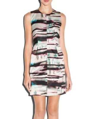 Milly of New York Watercolor Sheath Pleated Dress Fit & Flare Pockets Sz 0 - Image 1 of 4