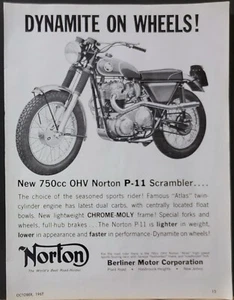 1967 Norton 750 P11 Scrambler Original Motorcycle Print Ad - Picture 1 of 1