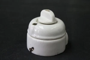 Ancien Interrupteur Porcelaine Commutateur Rotatif Art Déco Vintage Rétro - Foto 1 di 12