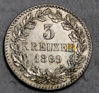 Germany Baden 3 Kreuzer 1869 Griffin 249-339 - Image 1 of 4