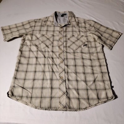 Rusty Shirt Brand Adult Medium Plaid Surf Skate Yellow / Gray - Issues Pls Read - Image 1 of 4