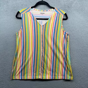 Lands End Girls Tank Top Multicolor Striped Sleeveless V-Neck Size M 10-12 - Picture 1 of 9