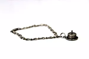 VTG 50s Sterling Silver Charm Bracelet Baby's 1st Birthday Cake Candle Gift - Picture 1 of 7
