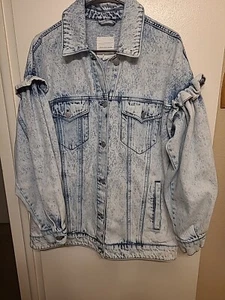 Avec Les Filles Anthropologie Oversized Acid Wash Denim Jacket Size Medium - Picture 1 of 8