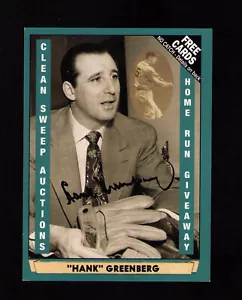 Hank Greenberg Detroit Tigers Hall of Fame Clean Sweep Auctions Promo Ad Card - Picture 1 of 2