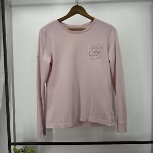 Camiseta Manga Larga Rosa Claro Vineyard Vines Bolsillo Talla S Logo Brazo 100% Algodón - Imagen 1 de 9