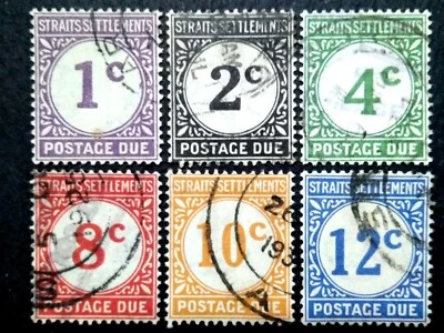 Straits Settlements 1924-1926 Postage Due Complete Set - 6v Used  - Image 1 of 2